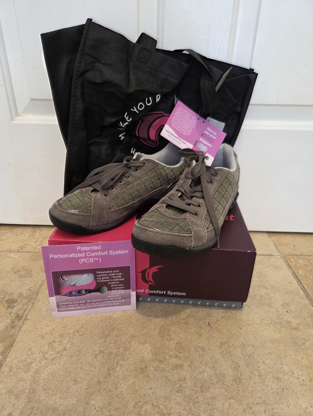 Women's Therafit Taupe Color Sneakers, Size 10